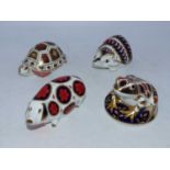 A collection of four Royal Crown Derby imari pattern desk ornaments, to include tortoise,