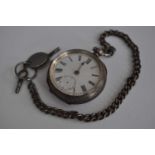 A late 19th century gents continental silver cased open face pocket watch having keywind movement (