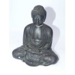 A modern bronze alloy figure of a deity, in typical seated pose, having impressed mark verso, h.16cm