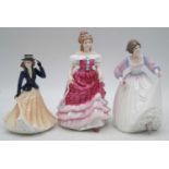A collection of five Royal Doulton figurines, to include Hannah HN3369, Forget-Me-Not HN3700,