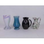 A Prinknash Abbey lustre pottery jug; together with a Wade Heath Flaxman vase on a mottled blue/