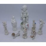 A collection of porcelain figures, to include Naples, the largest h.24cm