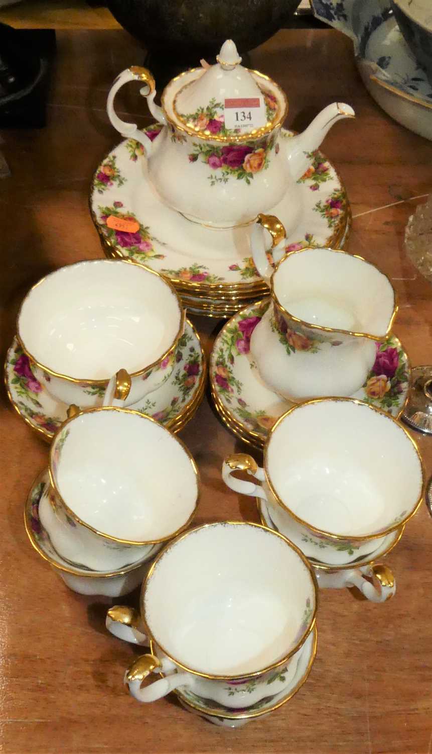 A Royal Albert six-place setting service, in the Old Country Roses pattern