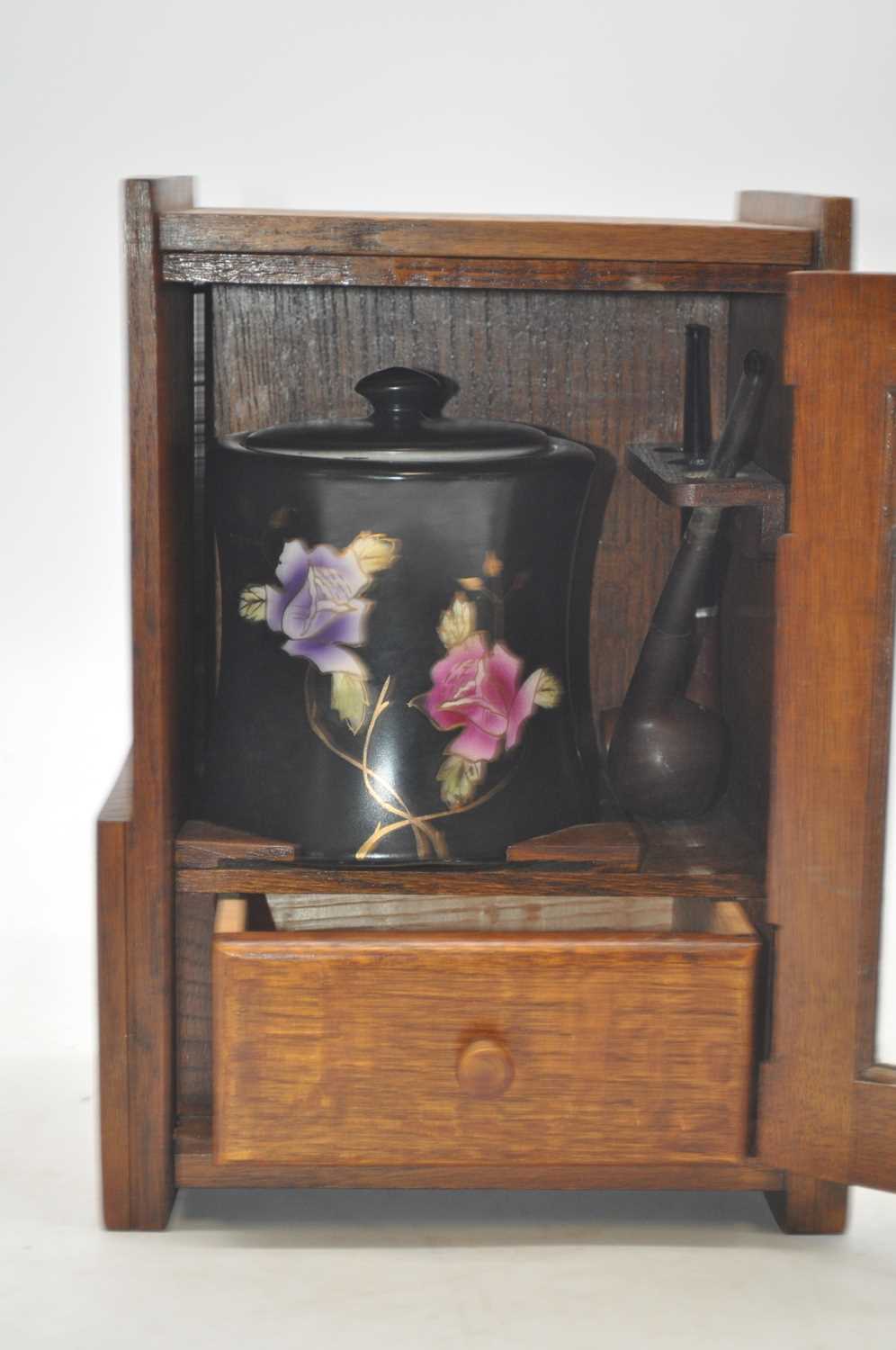 An early 20th century oak cased smoker's cabinet, height 28cm - Bild 2 aus 2