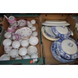 Two boxes containing various ceramics to include a Royal Osborn porcelain part tea service