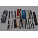 A collection of assorted pens to include a Scripto Lady ballpoint pen in original box, Micro Cermaic