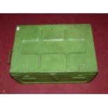 A WWII green painted military trunk, dated 1943