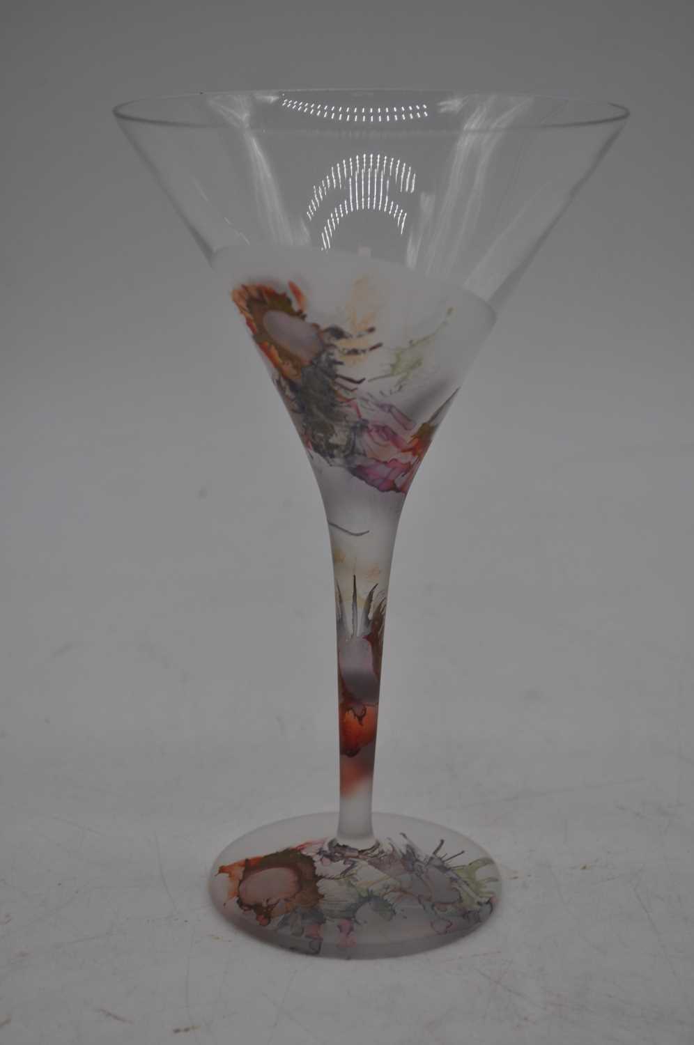 A 20th century part frosted glass seven piece drinks set, largest 25cm high - Bild 4 aus 4