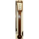 A contemporary Russell of Norwich mahogany stick barometer, with silvered dial