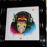 Murchiano - Musical chimp, heightened reproduction print, 31 x 31cm