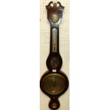 An early 19th century rosewood four dial wheel barometer