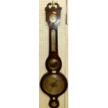 A Victorian rosewood five-dial wheel barometer, h.95cm