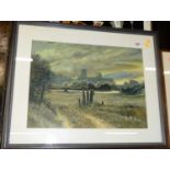 Broadwater - Ely, Queen of the Fens, acrylic, signed lower right, 43 x 59cmVery good condition.