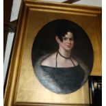 Late 19th century English school - Bust portrait of a young woman, oil on canvas framed as an
