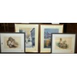 John Barton - Pair; Street scenes, watercolours, each signed lower right, 36 x 26cm; together with
