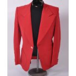 Steve Harley, a gentleman's red gabardine two piece suit, the single breasted jacket with round