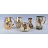 A collection of Art Deco Grimwades Royal Winton cream lustreware, to inlcude; an Oban vase, h.13.