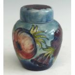 A Moorcroft Anenome pattern pottery ginger jar and cover, of ovoid form, underglaze painted and