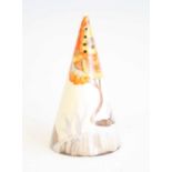 An Art Deco Clarice Cliff Rhodanthe pattern ceramic sugar sifter, of conical form, printed marks