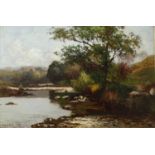 William Manners (1860-1930) - View on the Warfe, oil on panel, signed and dated 1893 lower left,