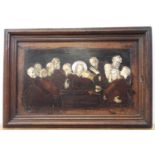 After Johann Sadeler - Last Supper from the Passion of Christ, marquetry penwork, ivory and mother