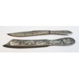 A 19th century Indo-Persian steel and niello decorated knife, both sides well decorated with