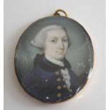 Early 19th century English school - half-length portrait of a gentleman in a blue coat with brass