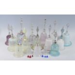 A collection of twenty two 19th century Nailsea type clear, coloured and opalescent glass bells,