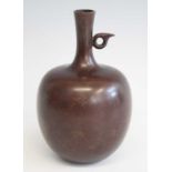 A Japanese bronze stylized apple shaped vase, with seal mark verso for Tsuda Eiju, Showa, 20th