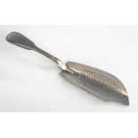 An early Victorian silver fish slice, in the Fiddle & Thread pattern, the blade pierced with