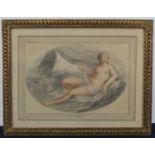 Early 19th century English school - Reclining nude, pencil and chalks on paper, 24 x 35cmGross