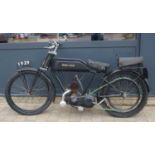 A circa 1929 Monet & Goyon motorcycle, 147cc?, no UK registration or V5, appears largely original