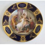A circa 1900 Vienna porcelain cabinet plate, finely painted with Venus amidst surrounding