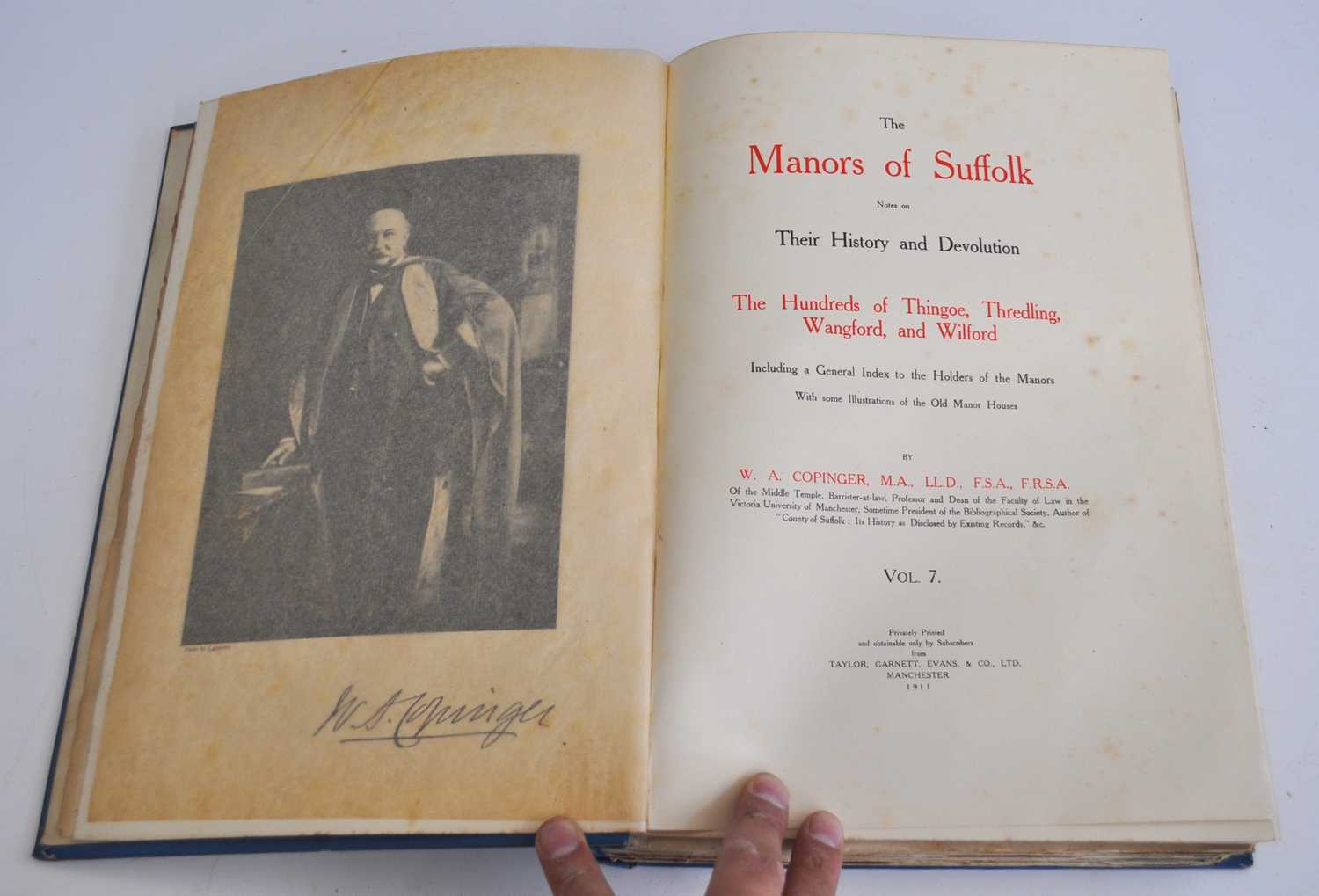 Copinger, W.A.: The Manors of Suffolk Notes on Their Histoy and Devolution, London T. Fisher - Bild 7 aus 7