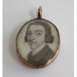 Circa 1760 English school - portrait mourning miniature on ivory, the obverse being the bust of a