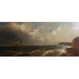 John Moore of Ipswich (1820-1902) - Sailing boats off the coastline in choppy seas with