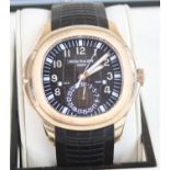 Patek Philippe - a fine gent's 18ct rose gold Aquanaut Travel Time wristwatch, ref. 5164R-001,