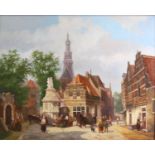 Denby Sweeting (1936-2020) - Dutch street traders, oil on canvas, signed with monogram lower