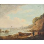 Attributed to George Morland (1763-1804) - Figures on the beach awaiting the catch, oil on canvas (