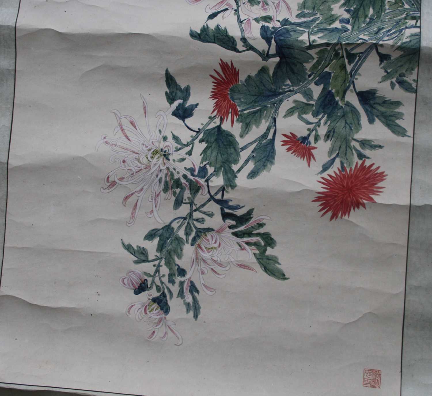 Yuan Yunyi (袁韻宜) (1920-2004) - Chrysanthemums, Republic of China scroll painting dated 1944, ink - Image 5 of 31