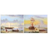 § Denby Sweeting (1936-2020) - Pair; Sunrise and Sunset coastal scenes, oil on panel, each