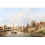 § Leon Arie Feyen (b.1947) - Extensive Dutch canal scene, oil on panel, signed lower left, 39 x