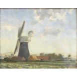 Attributed to Edward Seago (1910-1974) - Windmill in a Norfolk landscape, oil on panel,