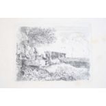 John Crome (1768-1821) - A composition, men and cows, etching on paper, 7.5 x 10.2cm