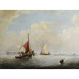 Mid-19th century school - Sailing boats in a gentle breeze, oil on canvas (re-lined), 44 x 59cm