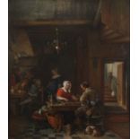 Ignatius van Regemorter (1785-1873) - A tavern interior with backgammon players, oil on panel,