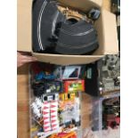 A quantity of Scalextric cars and accessories to include boxed Peugeot 308 and a boxed Seat Ibiza
