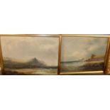 W Hale -pair coastal scenes, oil on canvas, each signed lower left, 38x51cm