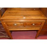 An Oriental stained elm two drawer side table, w.87cm