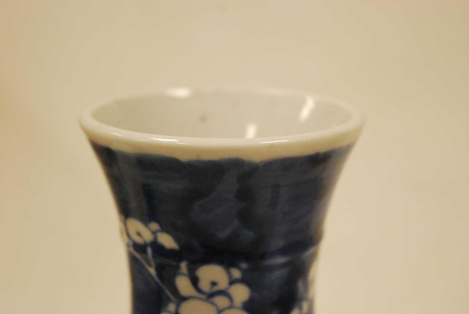 A near pair of Chinese export porcelain vases, each of baluster form, in the Prunus pattern, - Image 5 of 10